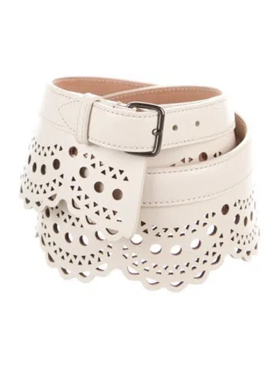 Pre-owned Alaïa Wide Leather Waist Belt W/ Tags In Neutral