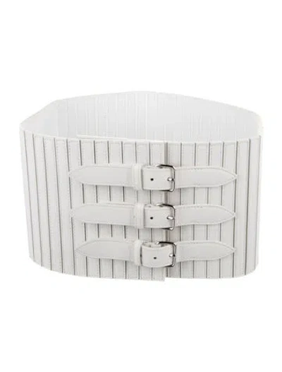 Pre-owned Alaïa Wide Leather Waist Belt In White