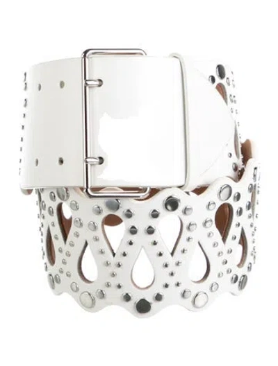 Pre-owned Alaïa Wide Leather Waist Belt In White