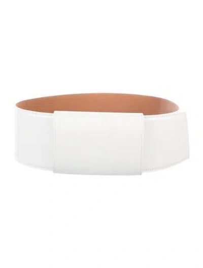 Pre-owned Alaïa Wide Leather Waist Belt In White