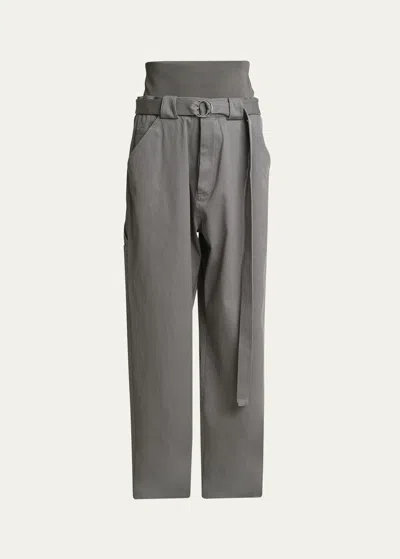 Alaïa Wide-leg Cargo Trousers With Knit Band In Gray