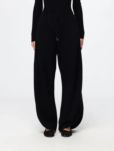 Alaïa Wide Leg Cotton Jogging Trousers With Elasticated Waistband In Black
