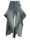 Alaïa Alaia Ruffled Wide-leg Jeans With Mid-rise Waist In Multi