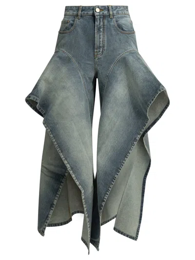 Alaïa Wide Leg Jeans Light Blue In Multi