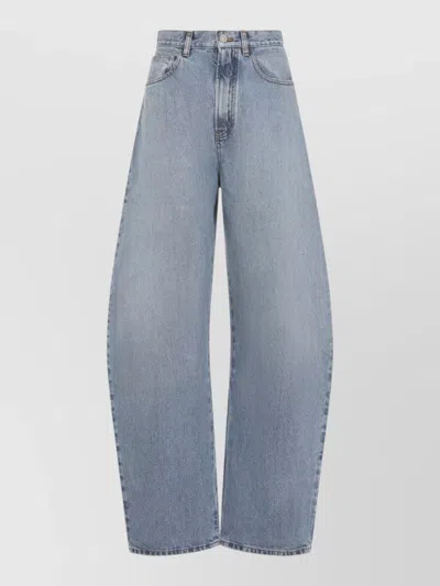 Alaïa Wide Leg Trousers Belt Loops Pockets In Blue