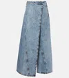 Alaïa Womens Wrap Wide-leg Denim-blend Jeans Bleu Neige In Blau
