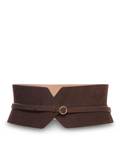 Alaïa Wide Panel Leather Belt In Brown