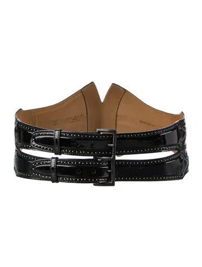 Pre-owned Alaïa Wide Patent Leather Belt In Black