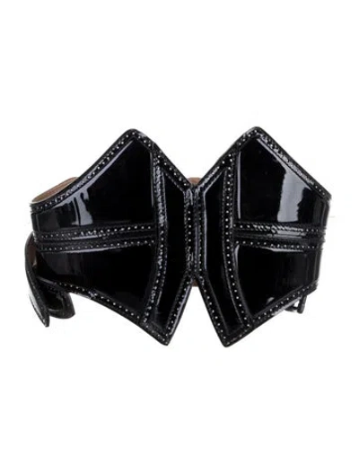 Pre-owned Alaïa Wide Patent Leather Belt In Black