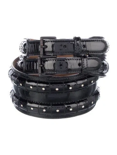 Pre-owned Alaïa Wide Patent Leather Waist Belt In Black