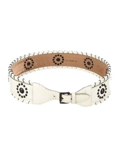 Pre-owned Alaïa Wide Patent Leather Waist Belt In White