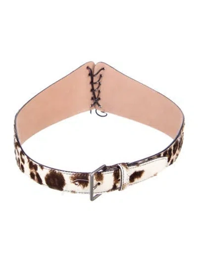 Pre-owned Alaïa Wide Ponyhair Waist Belt In Neutral