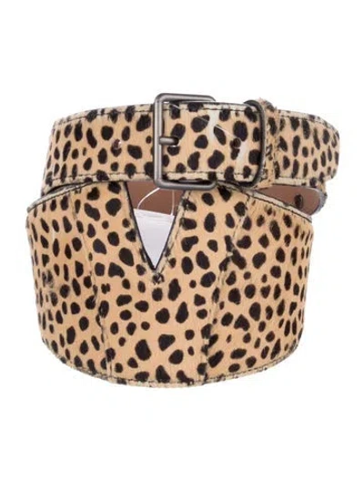 Pre-owned Alaïa Wide Ponyhair Waist Belt In Yellow
