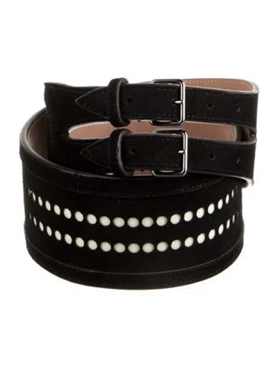 Pre-owned Alaïa Wide Suede Belt In Black
