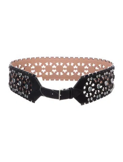 Pre-owned Alaïa Wide Suede Waist Belt In Black
