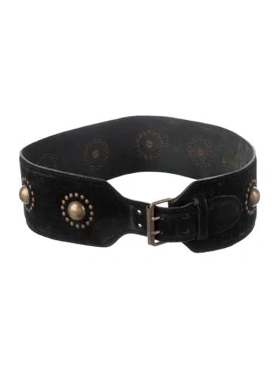 Pre-owned Alaïa Wide Suede Waist Belt In Black