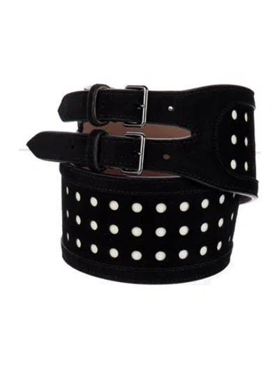 Pre-owned Alaïa Wide Suede Waist Belt In Black