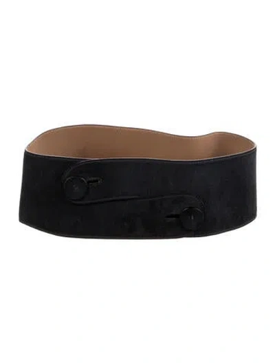 Pre-owned Alaïa Wide Suede Waist Belt In Blue