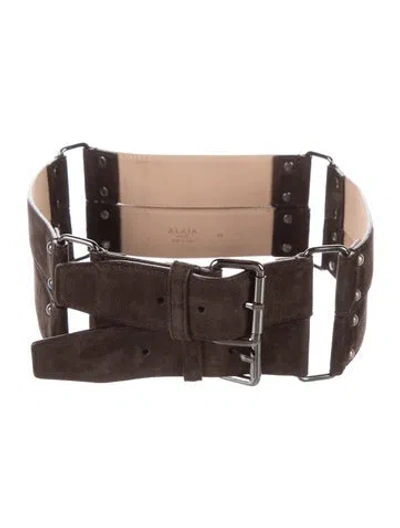 Pre-owned Alaïa Wide Suede Waist Belt In Brown