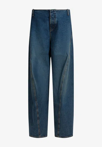 Alaïa Wide-leg Cargo Jeans In Blue