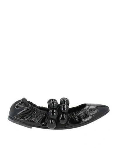 Alaïa Woman Ballet Flats Black Size 6 Leather, Textile Fibers