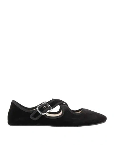 Alaïa Woman Ballet Flats Black Size 8 Textile Fibers