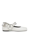 Alaïa Eyelet-embellished Leather Ballet Flats In White