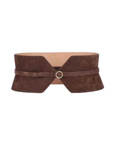 Alaïa Woman Belt Chocolate Brown Size 32 Leather In White