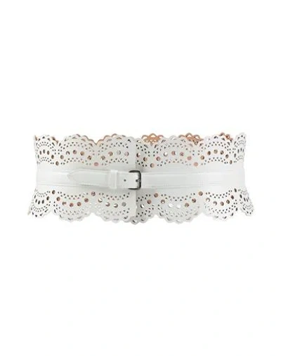 Alaïa Woman Belt White Size 34 Leather