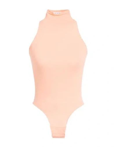 Alaïa Woman Bodysuit Apricot Size 10 Nylon, Polyester In Orange