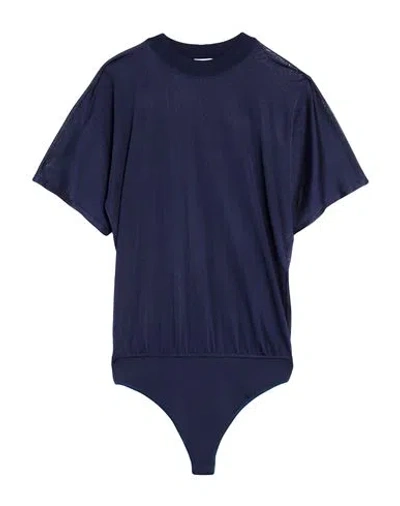 Alaïa Woman Bodysuit Navy Size 6 Viscose In Blue