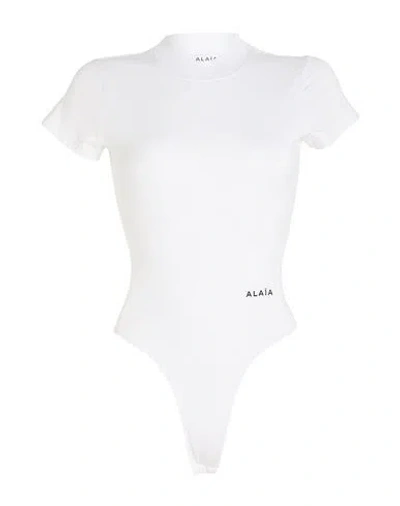 Alaïa Embroidered Stretch-cotton Jersey Bodysuit In White