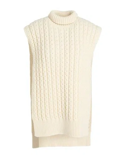 Alaïa Oversized Belted Ribbed Wool Turtleneck Sweater Vest In Ivory