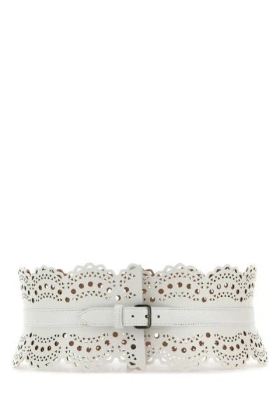 Alaïa White Openwork Leather Corset Belt In Multicolor