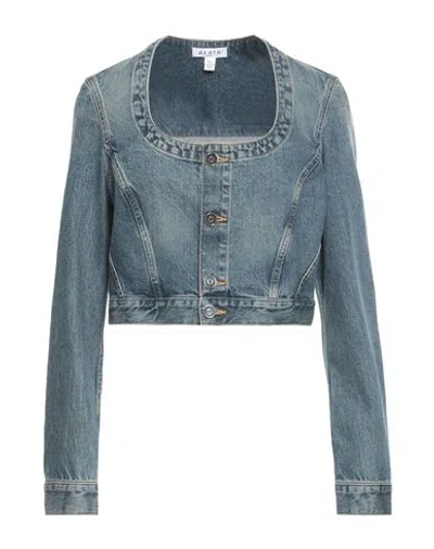 Alaïa Woman Denim Outerwear Blue Size 6 Cotton