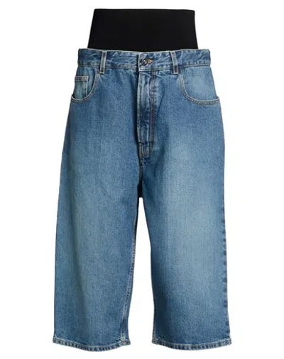 Alaïa Woman Denim Shorts Blue Size 4 Cotton, Polyurethane