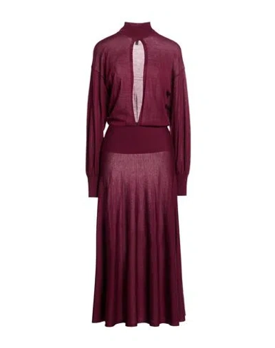 Alaïa Woman Maxi Dress Burgundy Size 2 Wool, Polyamide