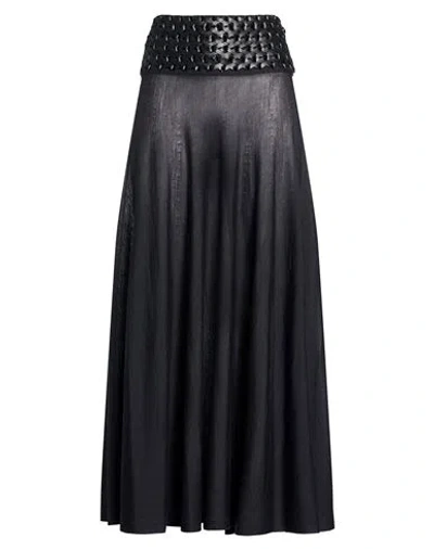 Alaïa Woman Maxi Skirt Charcoal Size 6 Wool, Polyamide, Lambskin In Gray