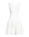 Alaïa Flared Skater Mini Dress With Lace Detail In White