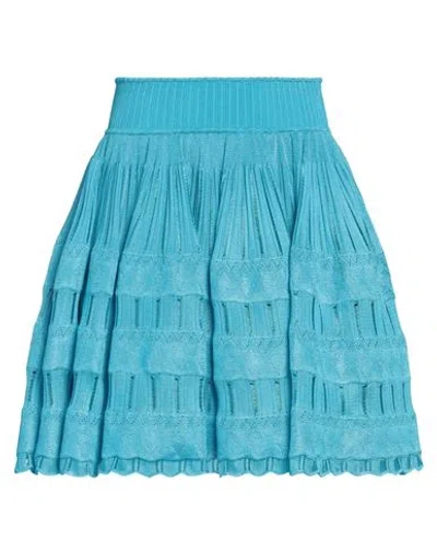 Alaïa Woman Mini Skirt Azure Size 8 Viscose, Polyamide, Elastane In Blue