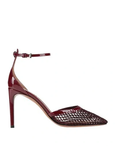 Alaïa Woman Pumps Burgundy Size 8 Leather, Textile Fibers