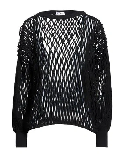 Alaïa Woman Sweater Black Size 6 Viscose, Polyester, Linen, Polyamide, Elastane