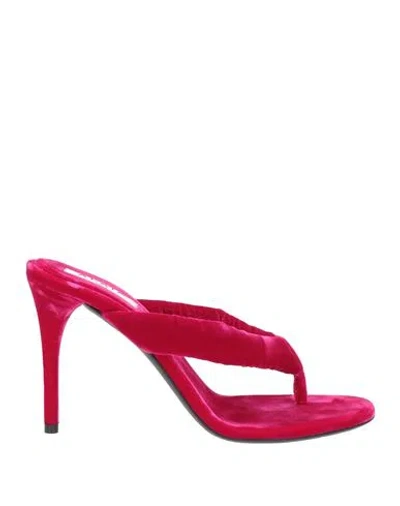 Alaïa Woman Thong Sandal Fuchsia Size 8 Textile Fibers In Pink