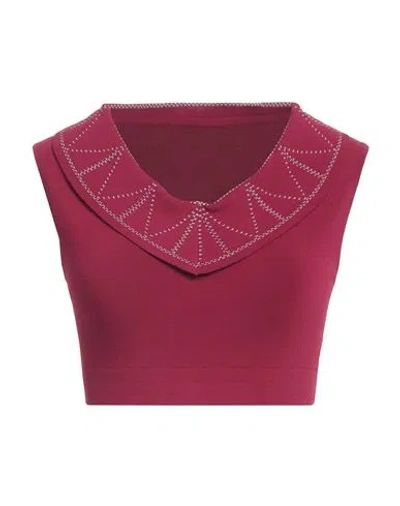 Alaïa Woman Top Garnet Size 6 Viscose, Polyamide, Polyester, Elastane In Red