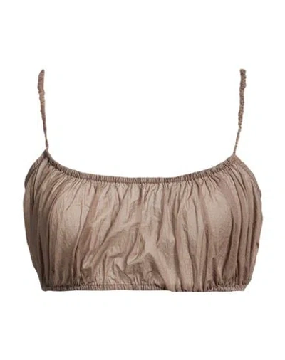 Alaïa Woman Top Taupe Size 8 Polyamide In Brown