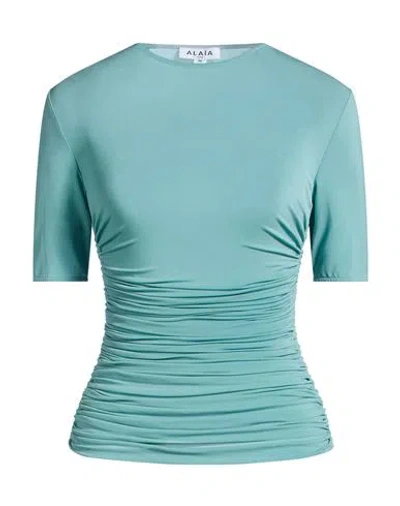 Alaïa Woman Top Turquoise Size 6 Viscose, Elastane In Blue
