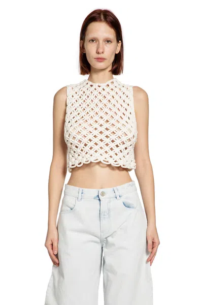 Alaïa Womens Alaia Square Crop Cotton-blend Top In White