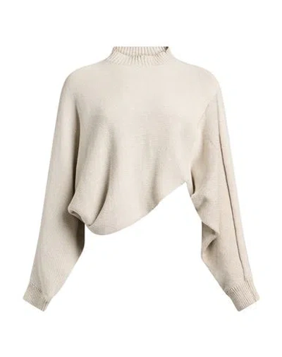 Alaïa Woman Turtleneck Beige Size 4 Linen, Cotton In Multi