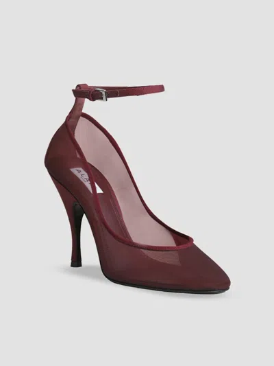 Alaïa Women's 100mm Strappy Mesh Pumps In Bordeaux