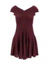 Alaïa Off-shoulder Sculpting Line Flared Wool Mini Dress In Multicolor